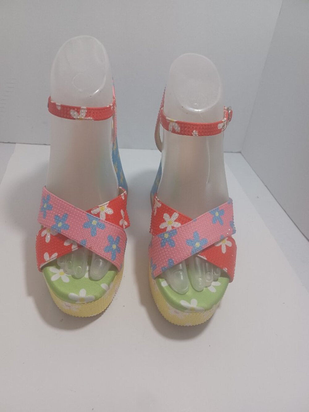 Gianni Bini Ulti-Mate Floral Rainbow Rhinestone Platform Sandals Women's 7 1/2